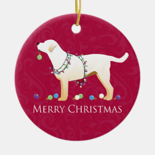 Yellow Labrador Retriever Frohe Weihnachtsgestaltu Keramik Ornament