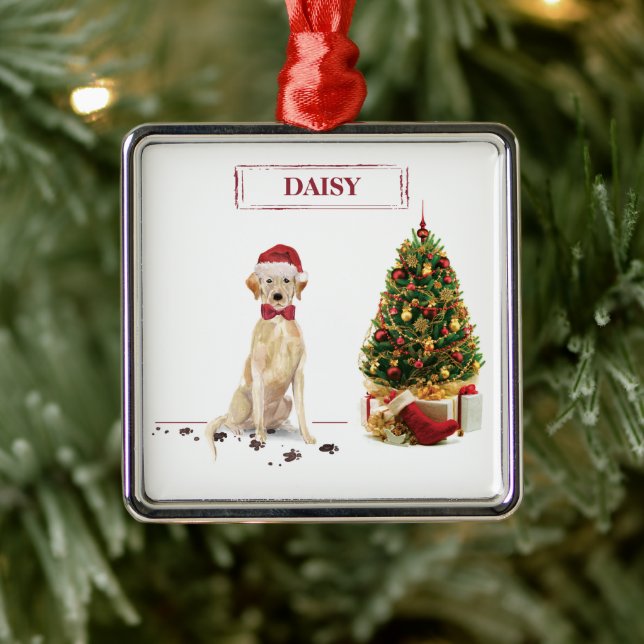 Yellow Labrador Retriever Funny Christmas Dog Ornament Aus Metall (Baum)