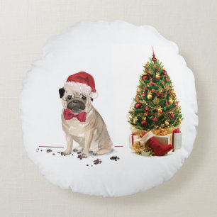 Yellow Labrador Retriever Funny Christmas Dog Rundes Kissen