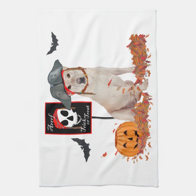 Yellow Labrador Retriever Halloween Geschirrtuch (Vertikal)