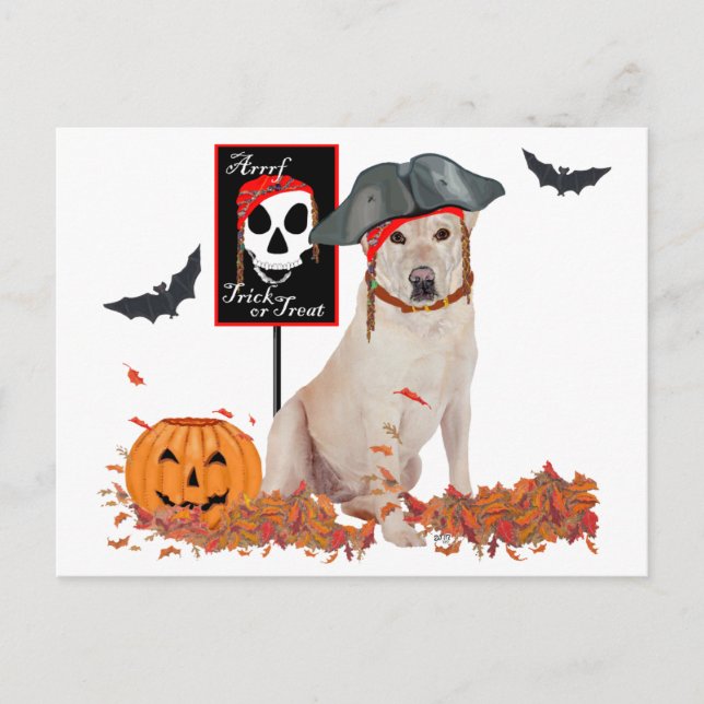 Yellow Labrador Retriever Halloween Postkarte (Vorderseite)
