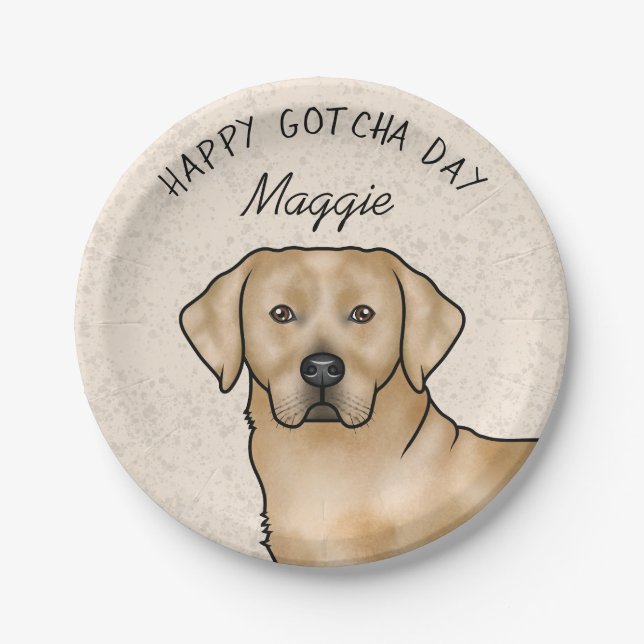 Yellow Labrador Retriever Happy Gotcha Day Pappteller (Vorderseite)