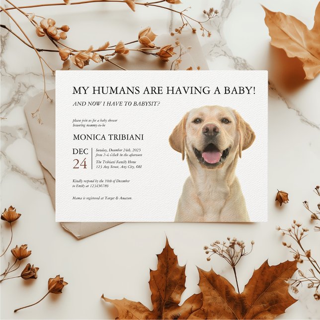 Yellow Labrador Retriever Kinderdusche Minimalisti Einladung (Yellow Labrador Retriever Baby Shower Funny Invitation)