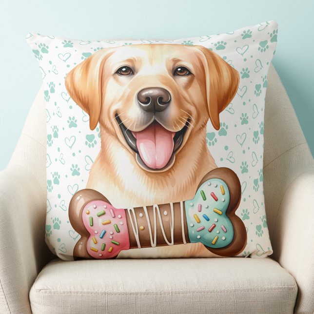 Yellow Labrador Retriever Niedlich Holiday Puppy D Kissen (Von Creator hochgeladen)
