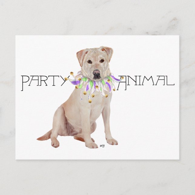 Yellow Labrador Retriever Party Einladungspostkarte (Vorderseite)
