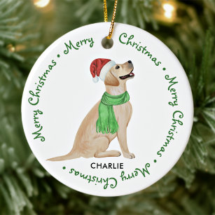 Yellow Labrador Retriever Pet Hund Frohe Weihnacht Keramik Ornament
