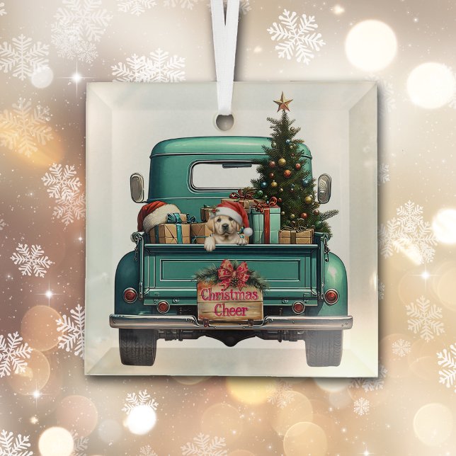 Yellow Labrador Retriever Pup Farm Truck Weihnacht Ornament Aus Glas (Von Creator hochgeladen)