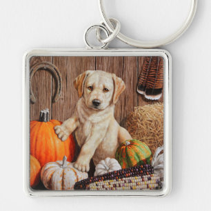 Yellow Labrador Retriever Puppy Doppy Pumpkin Herb Schlüsselanhänger