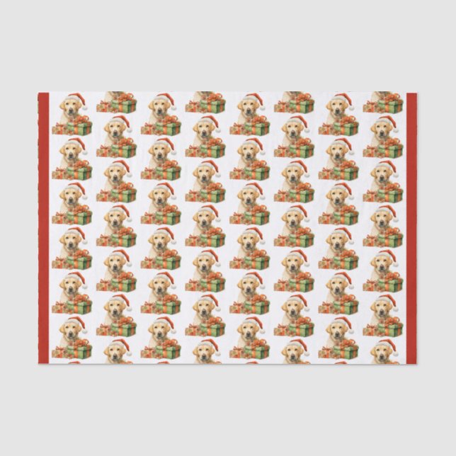 Yellow Labrador Retriever Santa Pattern Weihnachte Seidenpapier (Vorderseite)