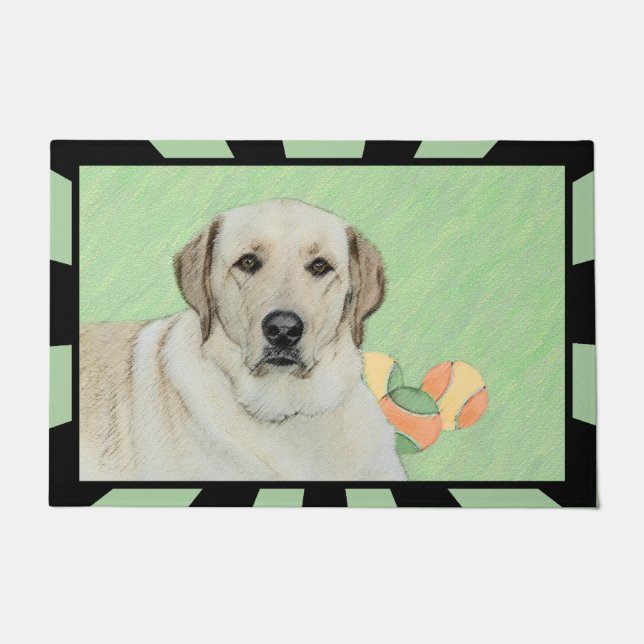 Yellow Labrador Retriever & Tennis Balls Malerei Fußmatte (Vorderseite)