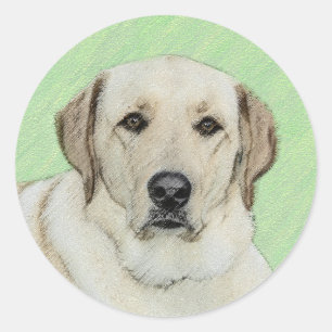 Yellow Labrador Retriever & Tennis Balls Malerei Runder Aufkleber