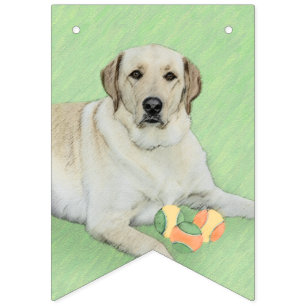 Yellow Labrador Retriever & Tennis Balls Malerei Wimpelkette
