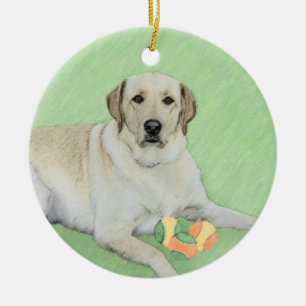 Yellow Labrador Retriever & Tennis Balls Painting Keramik Ornament