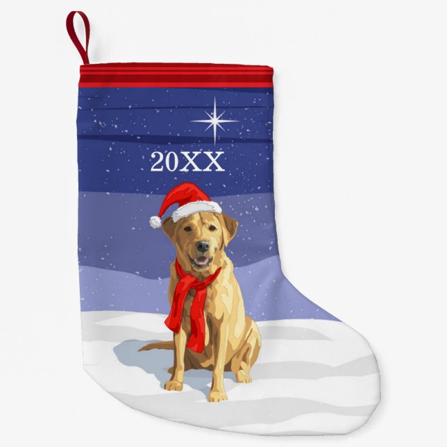 Yellow Labrador Retriever Weihnachtsmannmütze & Sc Kleiner Weihnachtsstrumpf (Vorderseite)