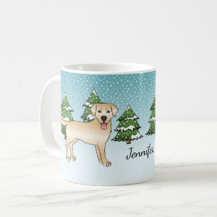 Yellow Labrador Retriever - Winter Forest & Name Kaffeetasse