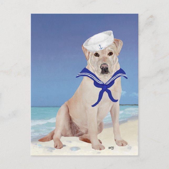 Yellow Labrador Sailor Postkarte (Vorderseite)