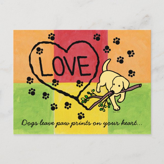 Yellow Labrador Sand Letters Cartoon Mosaik Postkarte (Vorderseite)