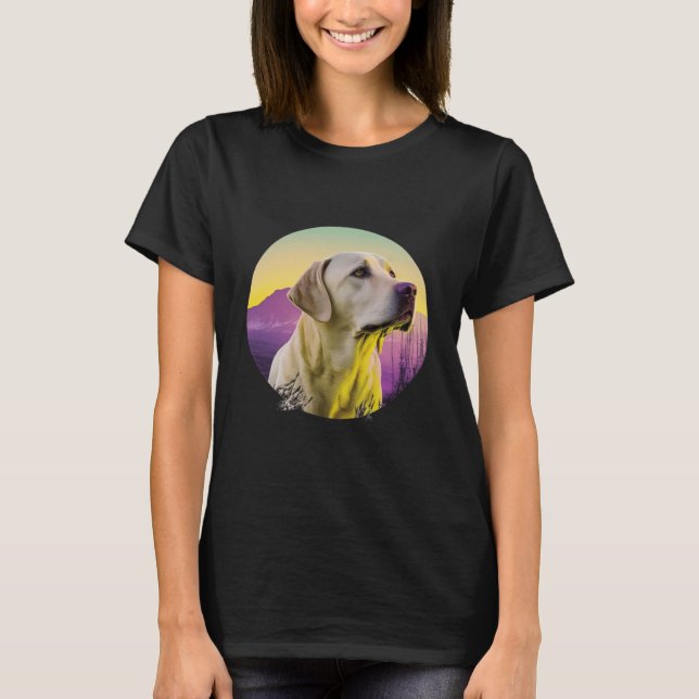 Yellow Labrador Synthwave 80s Retrowave Aesthetic T-Shirt (Vorderseite)