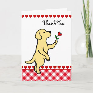 Yellow Labrador Tiny Heart Blume Cartoon Dankeskarte