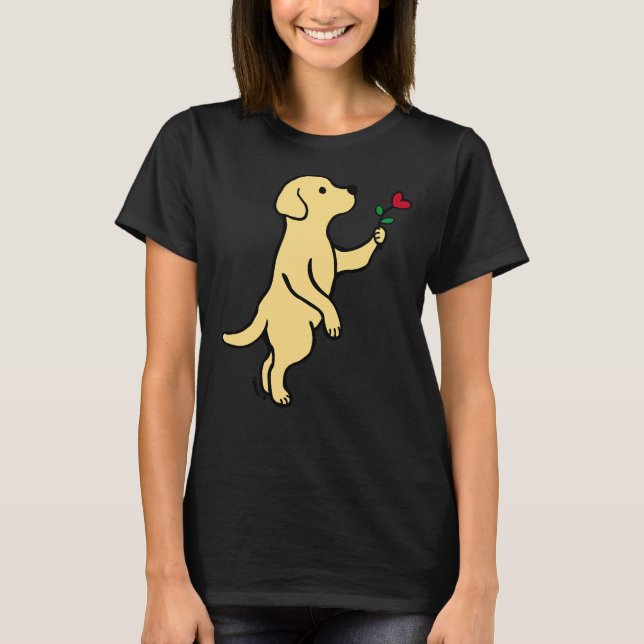 Yellow Labrador Tiny Heart Blume T-Shirt (Vorderseite)
