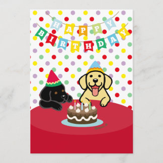 Yellow Labrador und Black Labrador Birthday Party Einladung