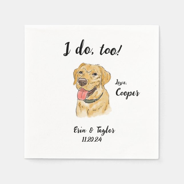 Yellow Labrador Wedding Cocktail Napkin Serviette (Vorderseite)
