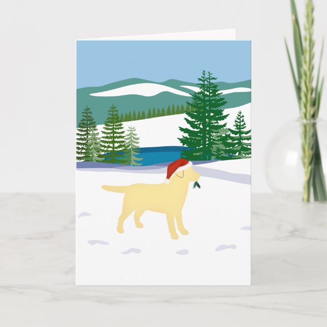 Yellow Labrador Weihnachtsansicht Feiertagskarte (Vorderseite)