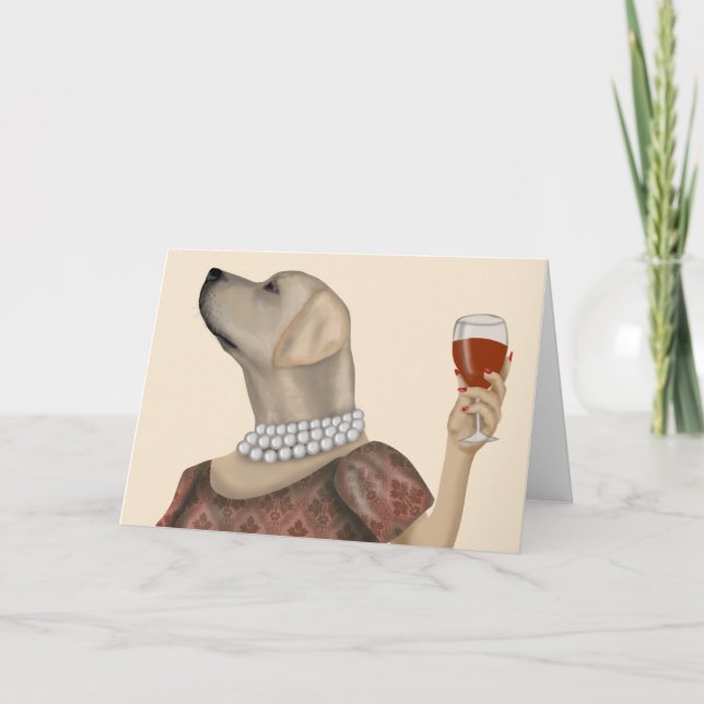 Yellow Labrador Wine Snob Karte (Vorderseite)