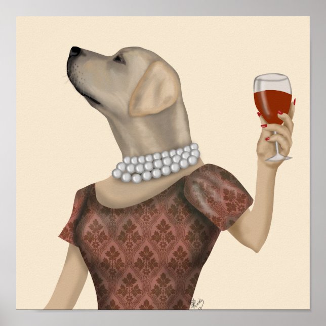 Yellow Labrador Wine Snob Poster (Vorne)
