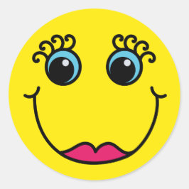 Yellow Lady Emoji Face Runder Aufkleber