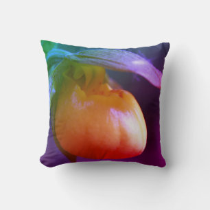 Yellow Lady Slipper Orchid Blume Abstrakt Kissen