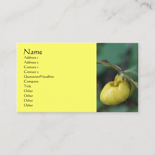 Yellow Lady Slipper Orchid Blume Business Card Visitenkarte (Vorderseite)