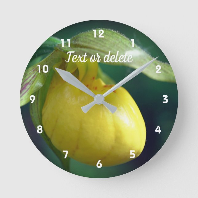 Yellow Lady Slipper Orchid Personalized   Runde Wanduhr (Vorderseite)