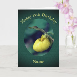 Yellow Lady Slipper Personalisierter Geburtstag Karte
