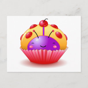 Yellow Ladybug Cupcake Postcard Postkarte