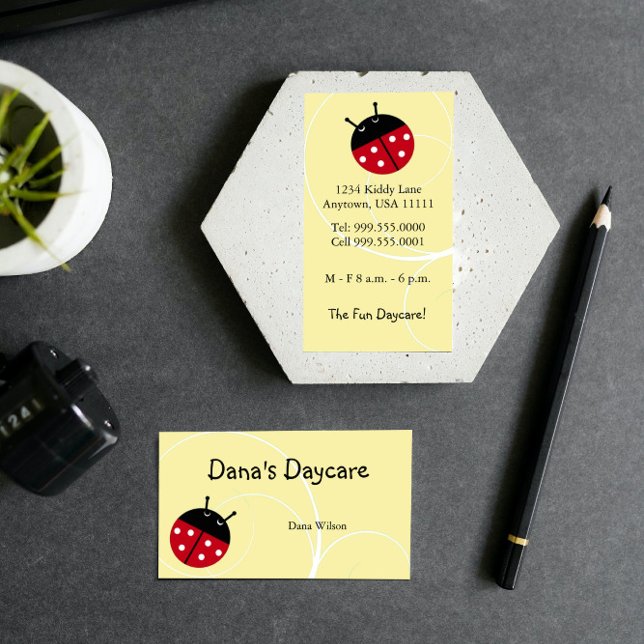 Yellow Ladybug Daycare Business Card Visitenkarte (Yellow Ladybug Daycare Business Card)