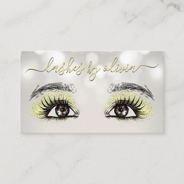 Yellow Lashes Beauty Lash Extension Makeust Visitenkarte (Vorderseite)