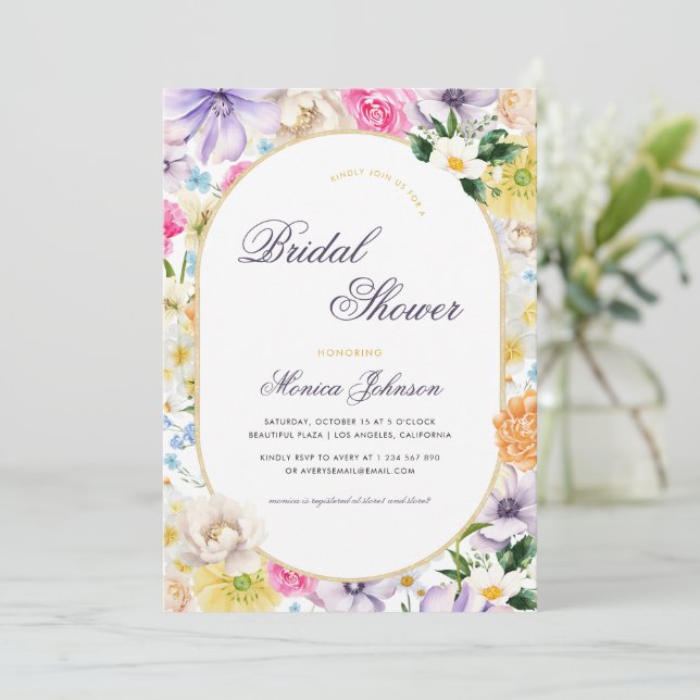 Yellow Lavender Summer Garden Bloom Brautparty Einladung (Stehend Vorderseite)