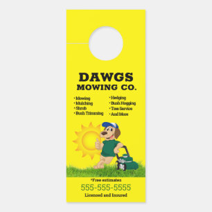 Yellow Lawn Service Door Hanger Türanhänger