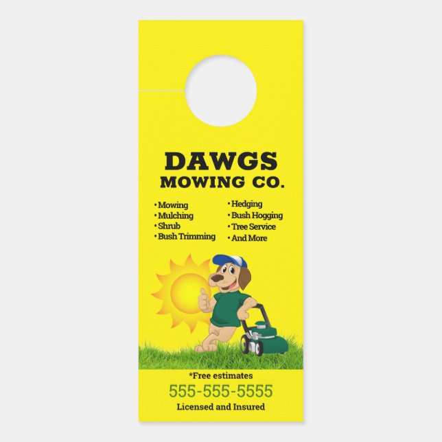 Yellow Lawn Service Door Hanger Türanhänger (Vorderseite)