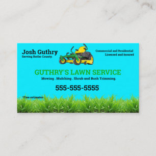 Yellow Lawncare Zero Turn mower Business Card Visitenkarte