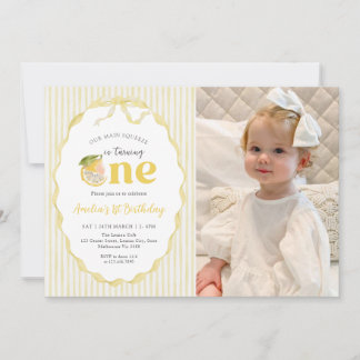 Yellow Lemon Citrus 1st Birthday Photo Einladung