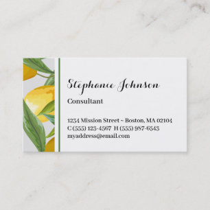 Yellow Lemon Foliage Blume Personal Calling Card Telefonnummerkarte