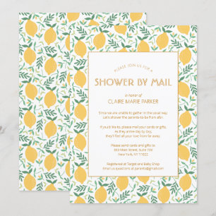 Yellow Lemon Fruit Foliage Baby Dusche mit Mail Einladung