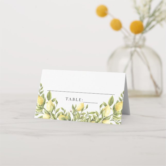 Yellow Lemon Mediterrane Hochzeitsstipps-Platzkart Platzkarte (Vorderseite)