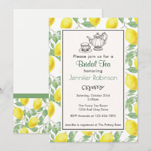 Yellow Lemon Pattern Bridal Tee Einladung