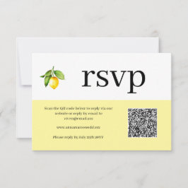 Yellow Lemon QR Code RSVP Card