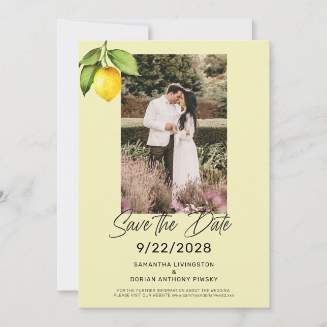 Yellow Lemon Save The Date (Vorderseite)
