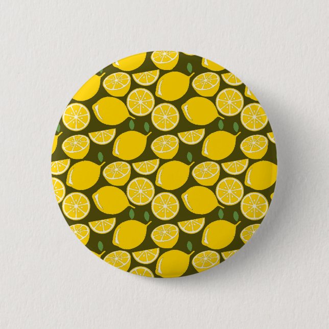 Yellow Lemon Wallpaper Pattern Sommer Button (Vorderseite)