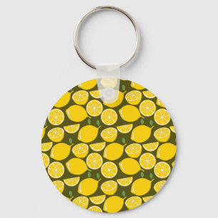 Yellow Lemon Wallpaper Pattern Sommer Schlüsselanhänger